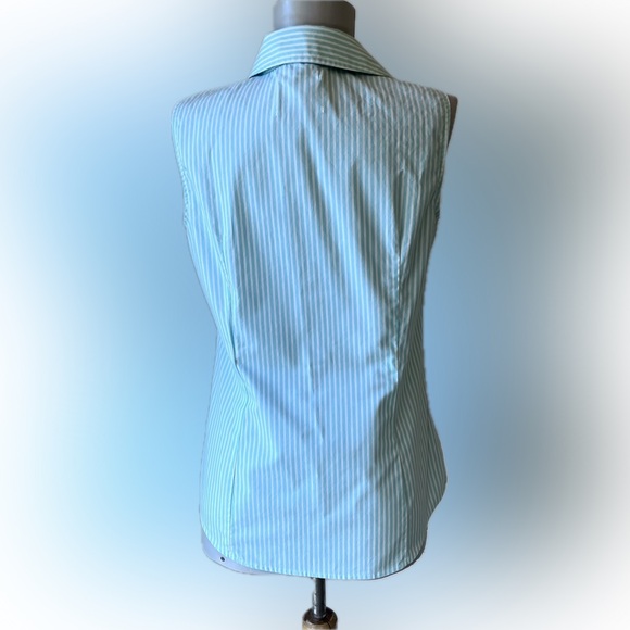 Nautica Pastel Pinstripe Button Up Wrinkle Resistant Sleeveless Blouse Size S - Picture 2 of 7
